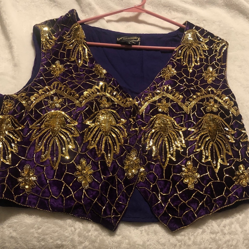Embellished Purple and Gold Sequin Vest